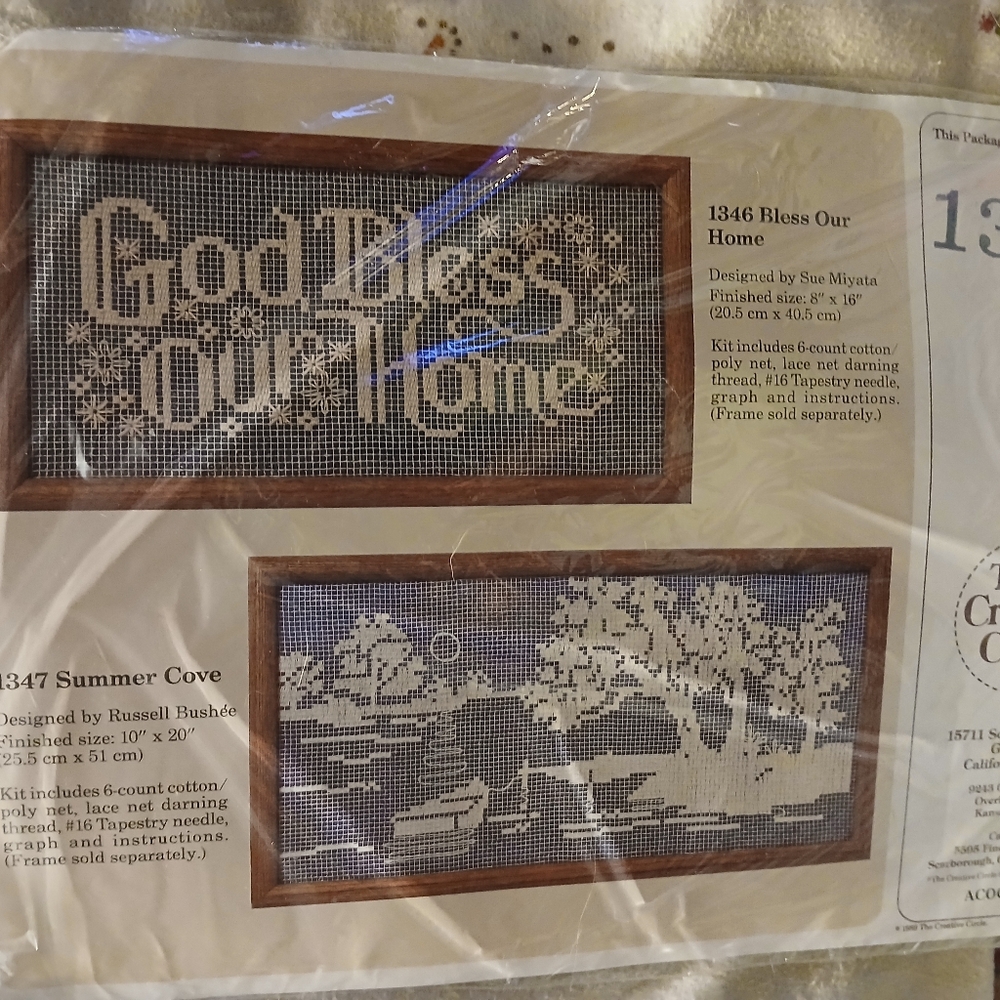 The Creative Circle Needlecraft Kit #1346 GOD BLESS OUR HOME Vintage 1989 NIP